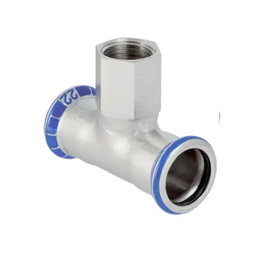 Geberit Mapress rozsdamentes acél belső menetes T-idom d=22mm, Rp=1/2", d1=22mm Kedvezmény