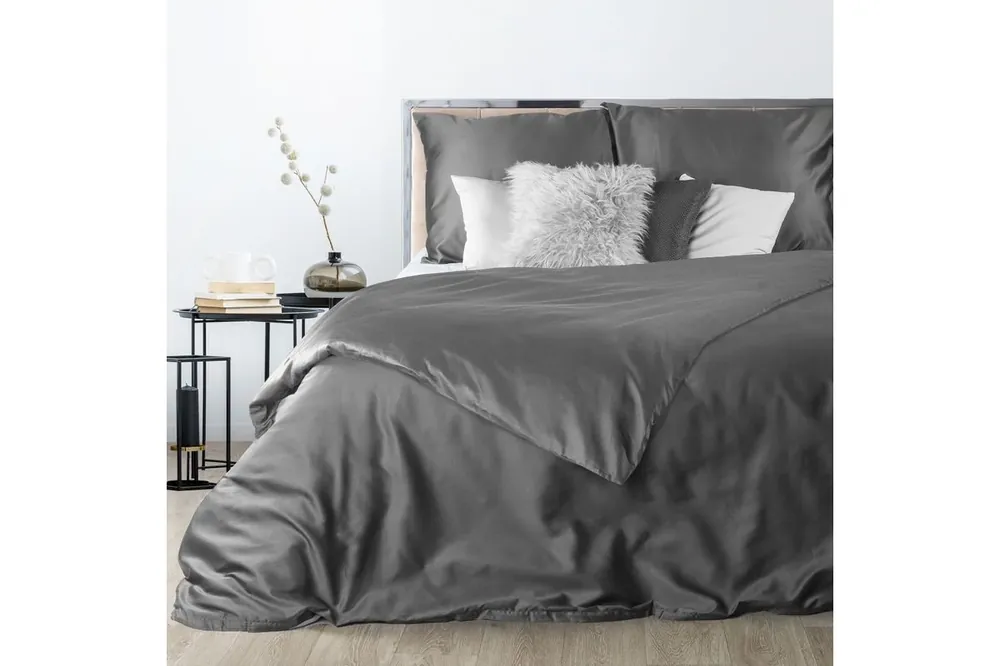 Szuper ajánlat Delia pamut-szatén ágyneműhuzat Acélszürke 220x200 cm - 70x80 cm 2db