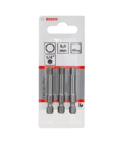Bosch - HEX5 bitkészlet, hossza 49 mm, 3 db 2607001734 Rendeld meg most