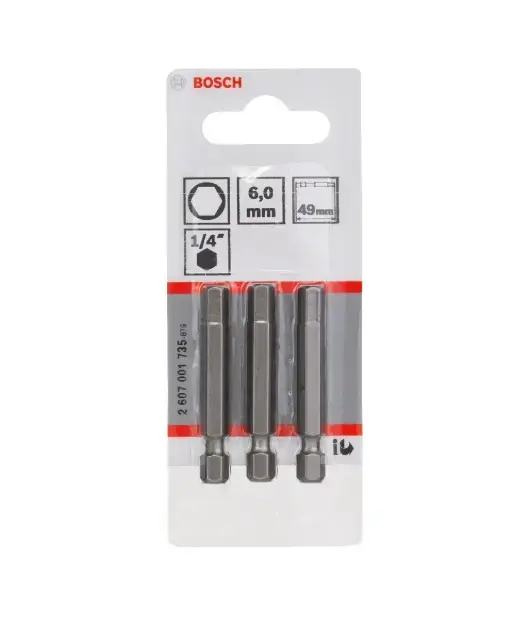 Akció Bosch - HEX6 bitkészlet, hossza 49 mm, 3 db 2607001735