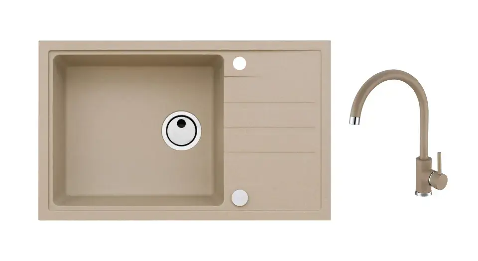 Alveus - Intermezzo 130 mosogató szett és Kati csaptelep, beige SETA25864 Azonnal elérhető