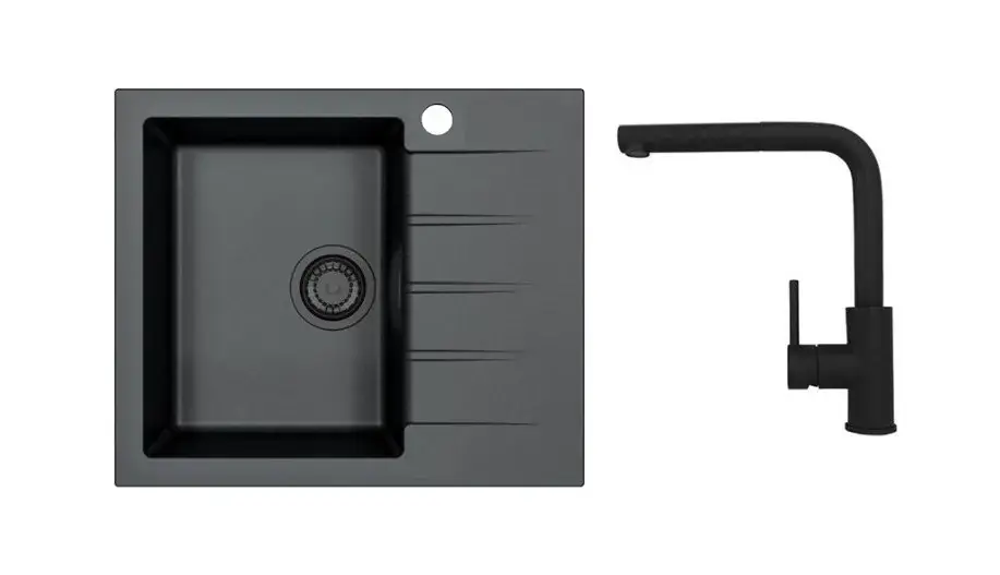 Alveus - Cadit 10 mosogató szett és Zeos-P csaptelep, deep black SETA25622 Prémium