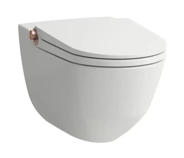 Árengedmény Laufen Cleanet Riva - Elektronikus bidé kerámiával, Rimless, SoftClose, LCC, fehér/rózsa arany H8206914030001