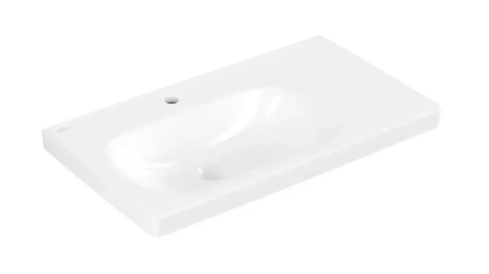 Villeroy & Boch Skyla - Mosdókagyló 80x46 cm, túlfolyó nélkül, csaptelepnyílással, CeramicPlus, Stone White 5A52L2RW Akció