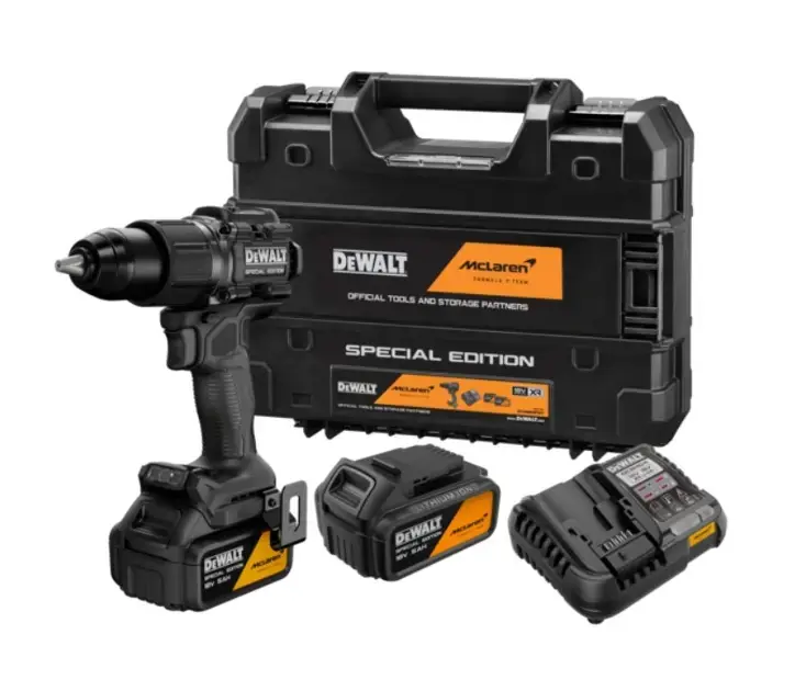 DeWALT - 18V AKKU ütvecsavarozó, McLaren, 2x akkumulátor 5.0 Ah XR Li-Ion, töltő DCD86MP2T Legkelendőbb