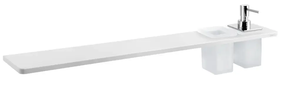 Prémium Sapho Abeline - Polc adagolóval és poharakkal, hossza 80 cm, matt fehér/króm AE802-0101-02