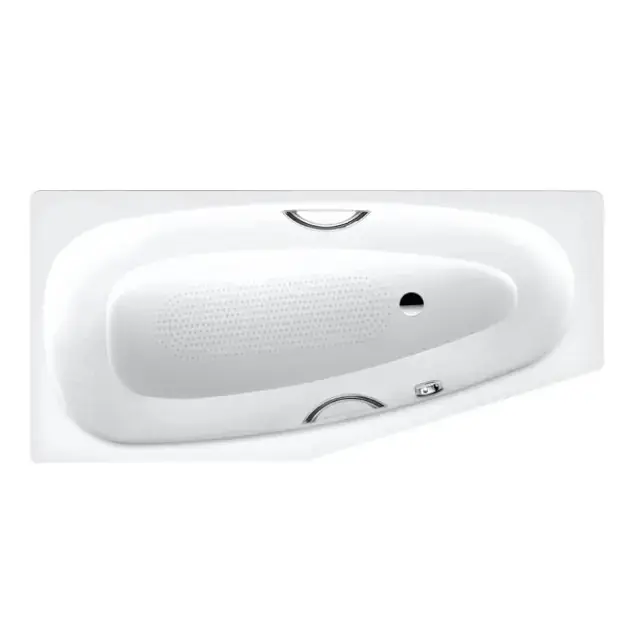 Kaldewei Advantage - Aszimmetrikus kád Mini Star jobbra 831, 1570x750/500 mm, fogantyúfuratokkal, teljes felületű csúszásgátlóval, fehér színű 224734010001 Expressz kézbesítés