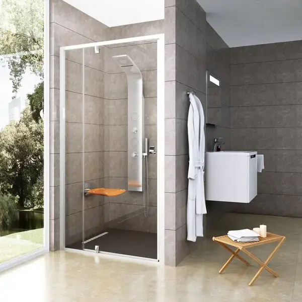 Outlet Ravak Pivot - Zuhanyajtó PDOP2-120, 1161-1211 mm, fehér/króm/tiszta üveg 03GG0100Z1