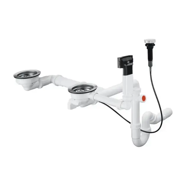 Biztonságos fizetés Hansgrohe - Automatikus lefolyó- és túlfolyó szett gránit dupla mosogatóhoz, króm 43938000