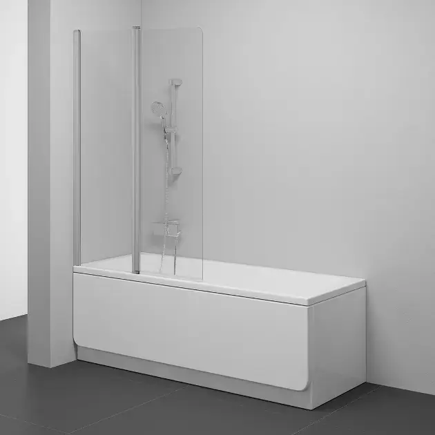 Újdonság Ravak Chrome - Kétrészes kádparaván CVS2, balra, 990x1500 mm, szatén/átlátszó üveg 7QLA0U00Z1