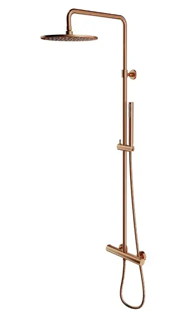 OMNIRES Y - Zuhanyszett termosztáttal, 25 cm átmérőjű, csiszolt rézből Y1244SUCPB Újdonság