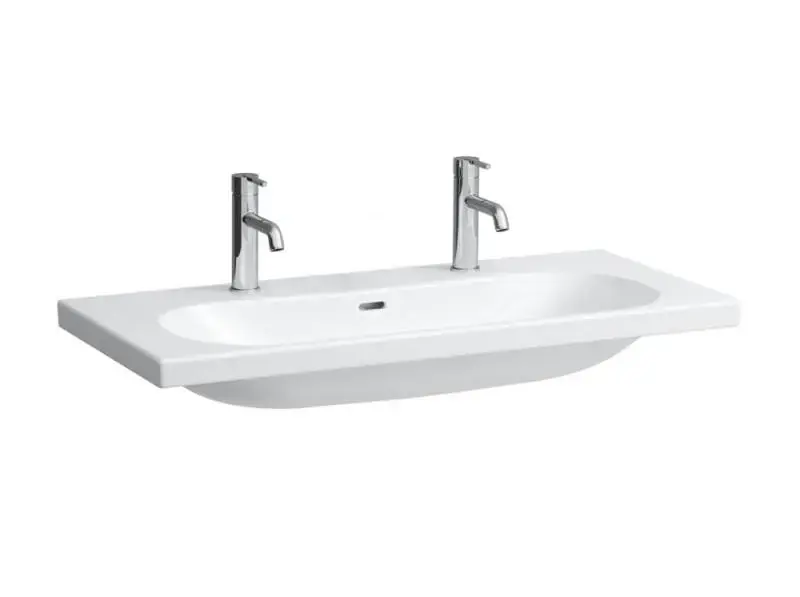 Laufen Lua - Dupla mosogató 46x100 cm, túlfolyóval, 2 lyukkal keverőhöz, LCC, fehér H8100894001071 Népszerű